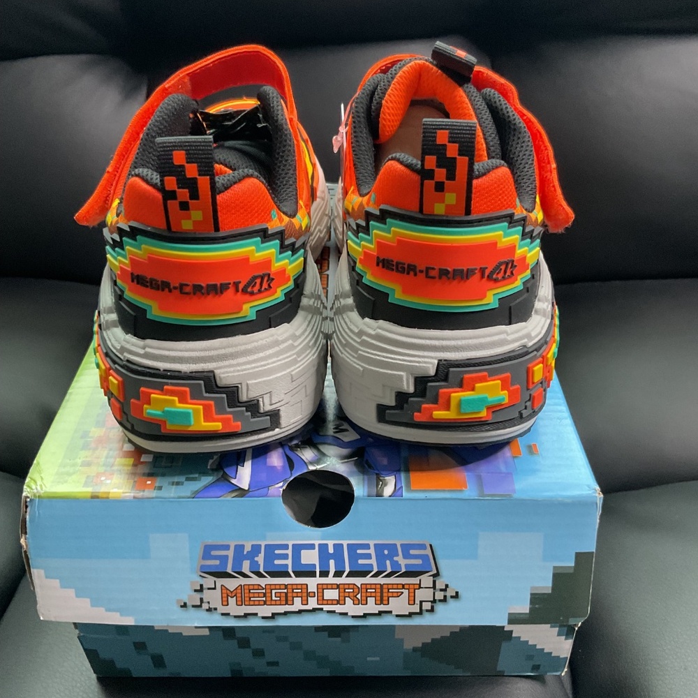 Skechers Kids' Mega-Craft 4K Sneakers Orange Black Size 2.5 Youth - Picture 3 of 10